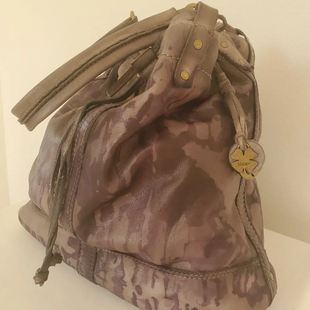 Leather cowgirl western equestrian hobo bag purse tiedye black brown purple gray
